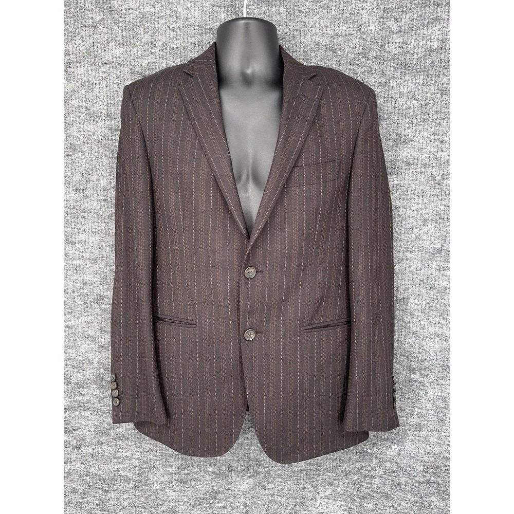 Etro Blazer Mens IT 48 Brown Wool Stripe Sport Coat Jacket Silk Lining Italy